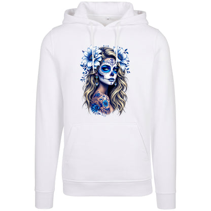 Hoodie - La Catrina Blau Flower