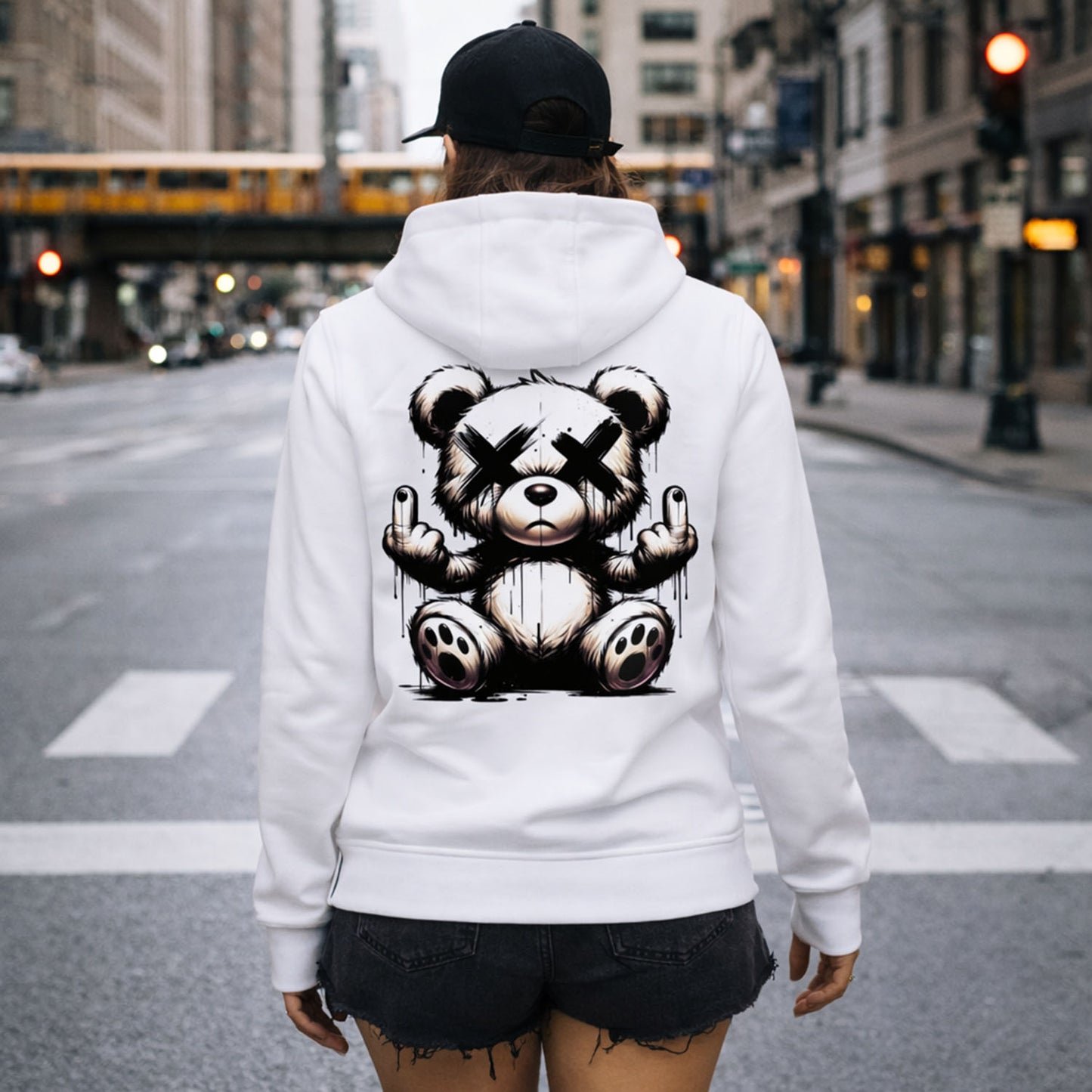 Urban Streetstyle Hoodie – Rebel Teddy Bär Motiv Hoodie Unisex