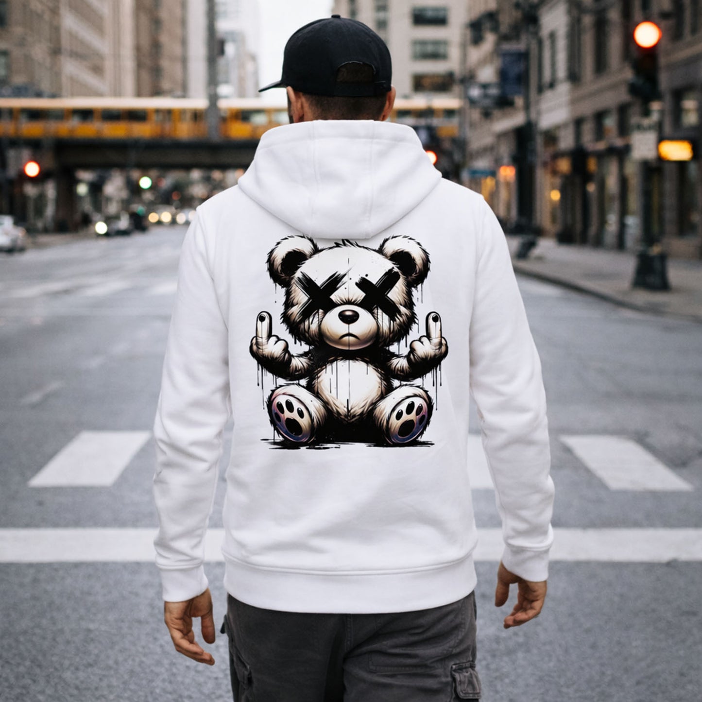 Urban Streetstyle Hoodie – Rebel Teddy Bär Motiv Hoodie Unisex