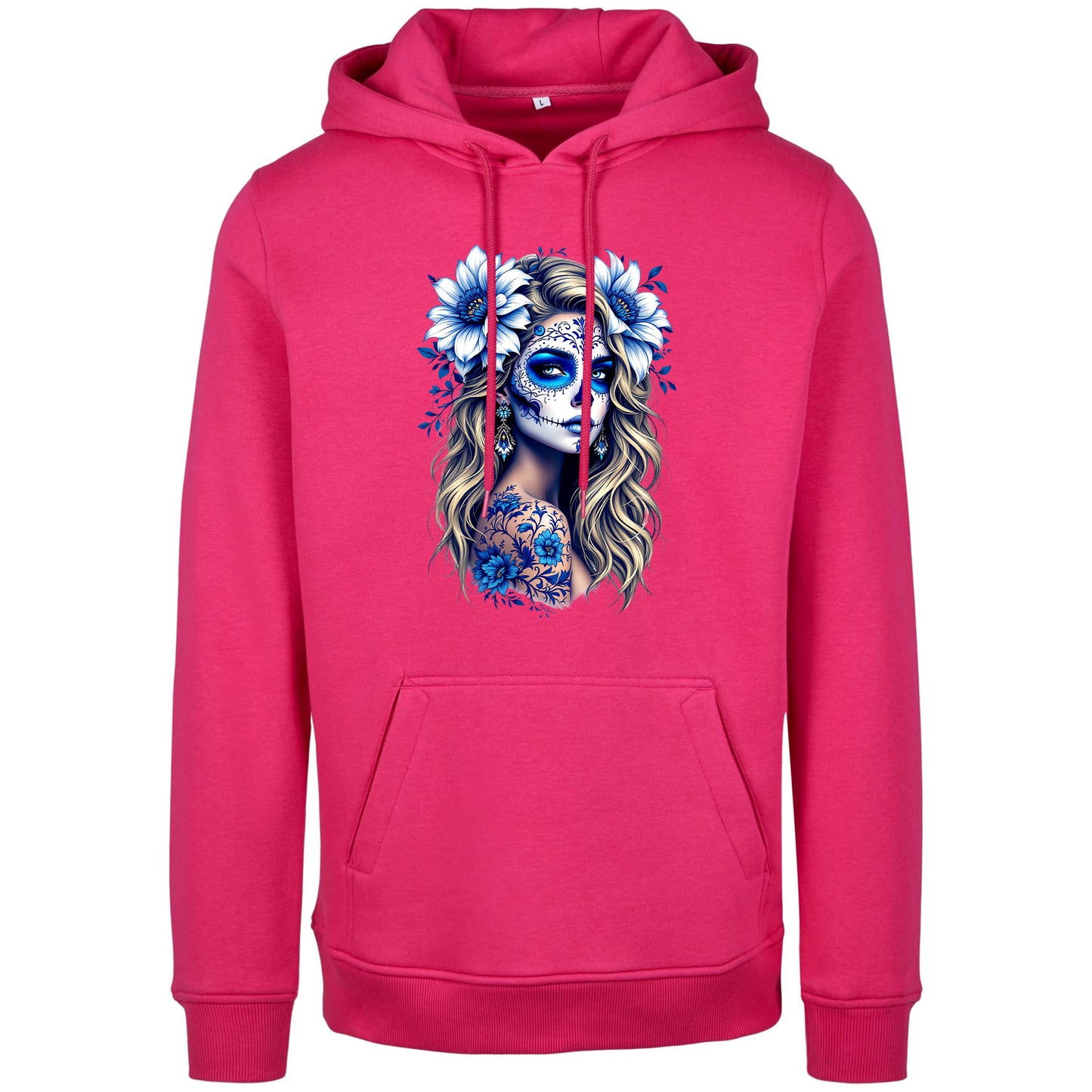 Hoodie - La Catrina Blau Flower