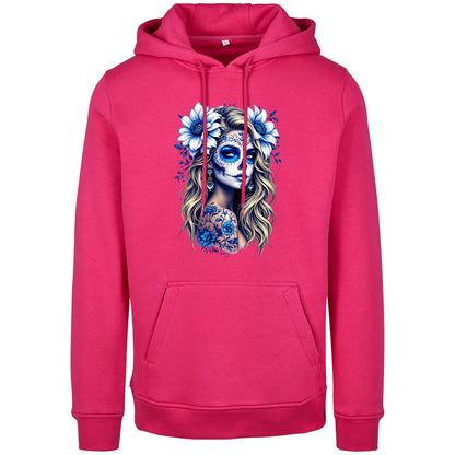 Hoodie - La Catrina Blau Flower