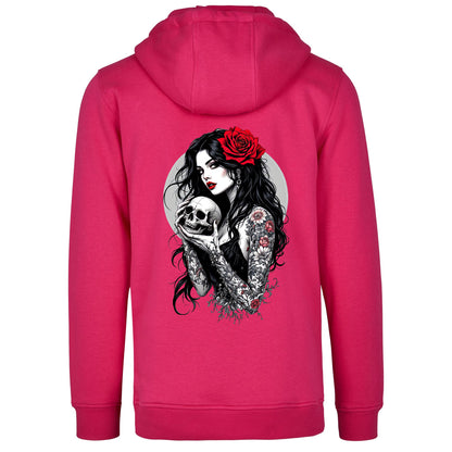Hoodie - Gothic Girl with Skull