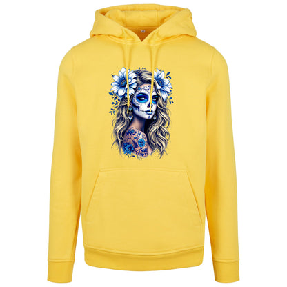 Hoodie - La Catrina Blau Flower