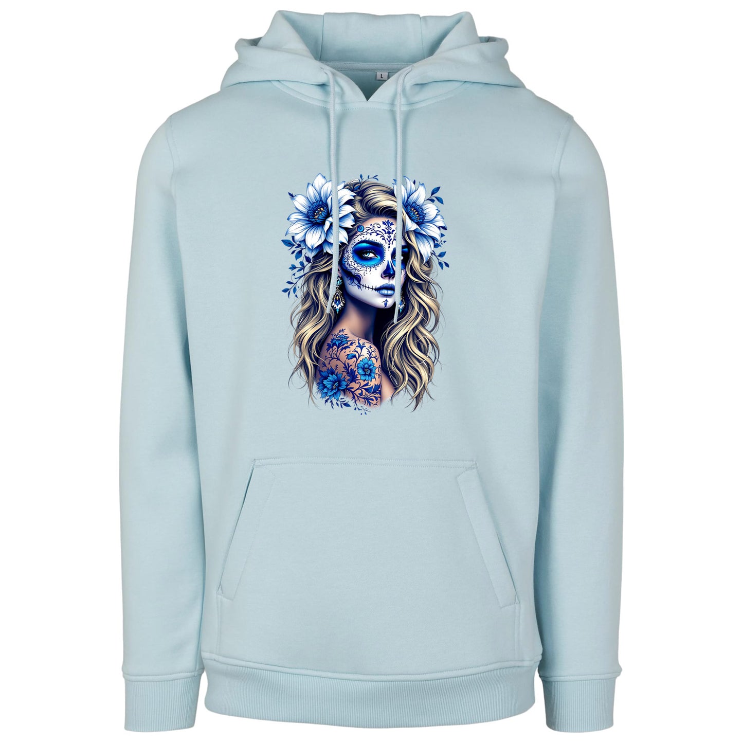 Hoodie - La Catrina Blau Flower