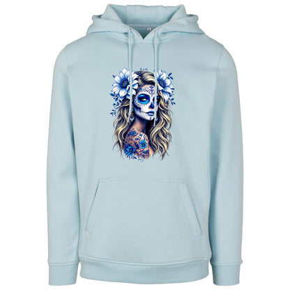 Hoodie - La Catrina Blau Flower