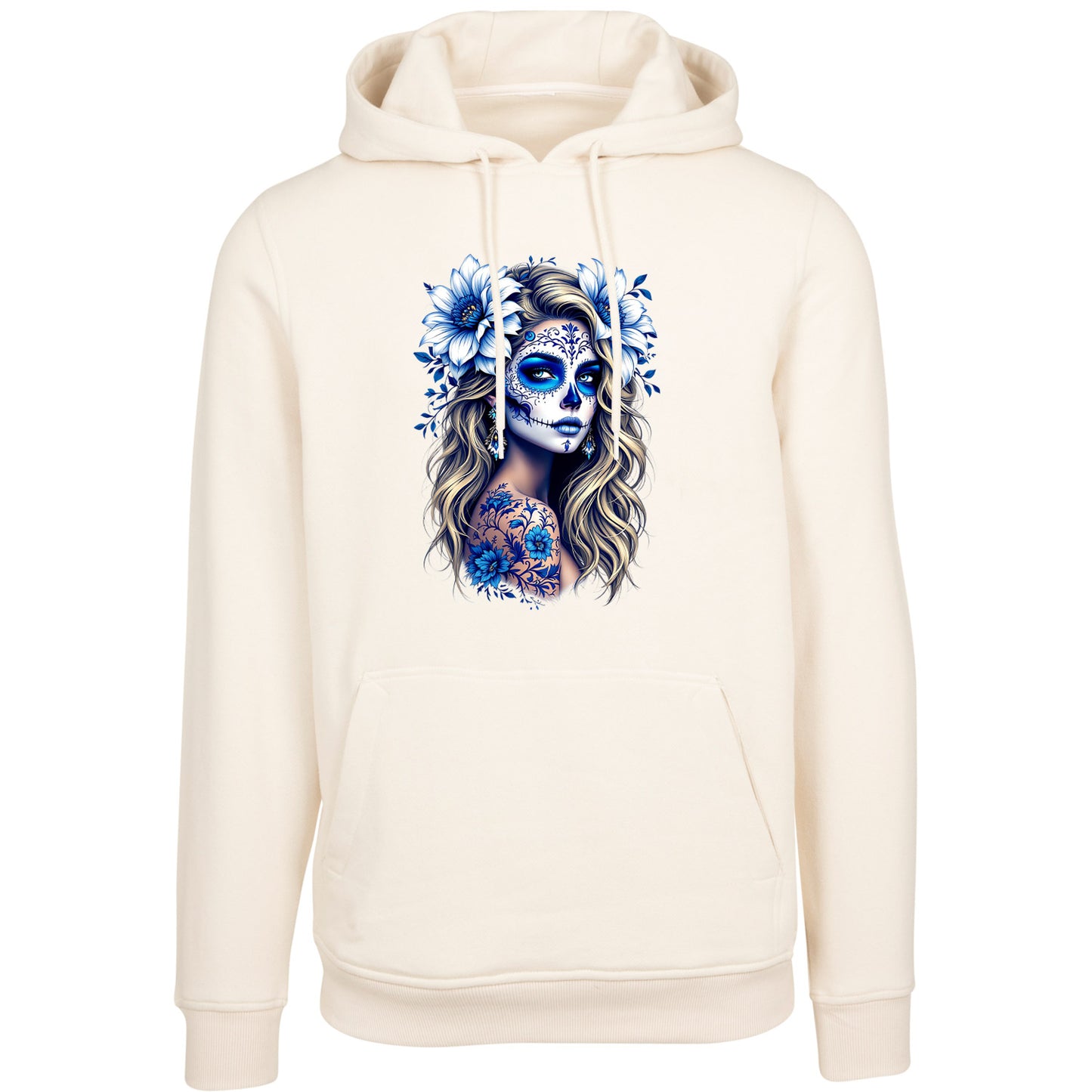 Hoodie - La Catrina Blau Flower