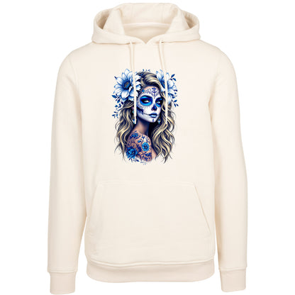 Hoodie - La Catrina Blau Flower