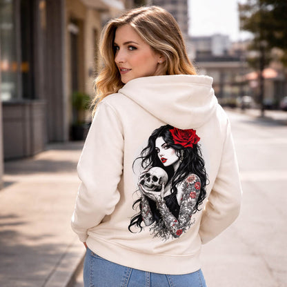 Hoodie - Gothic Girl with Skull