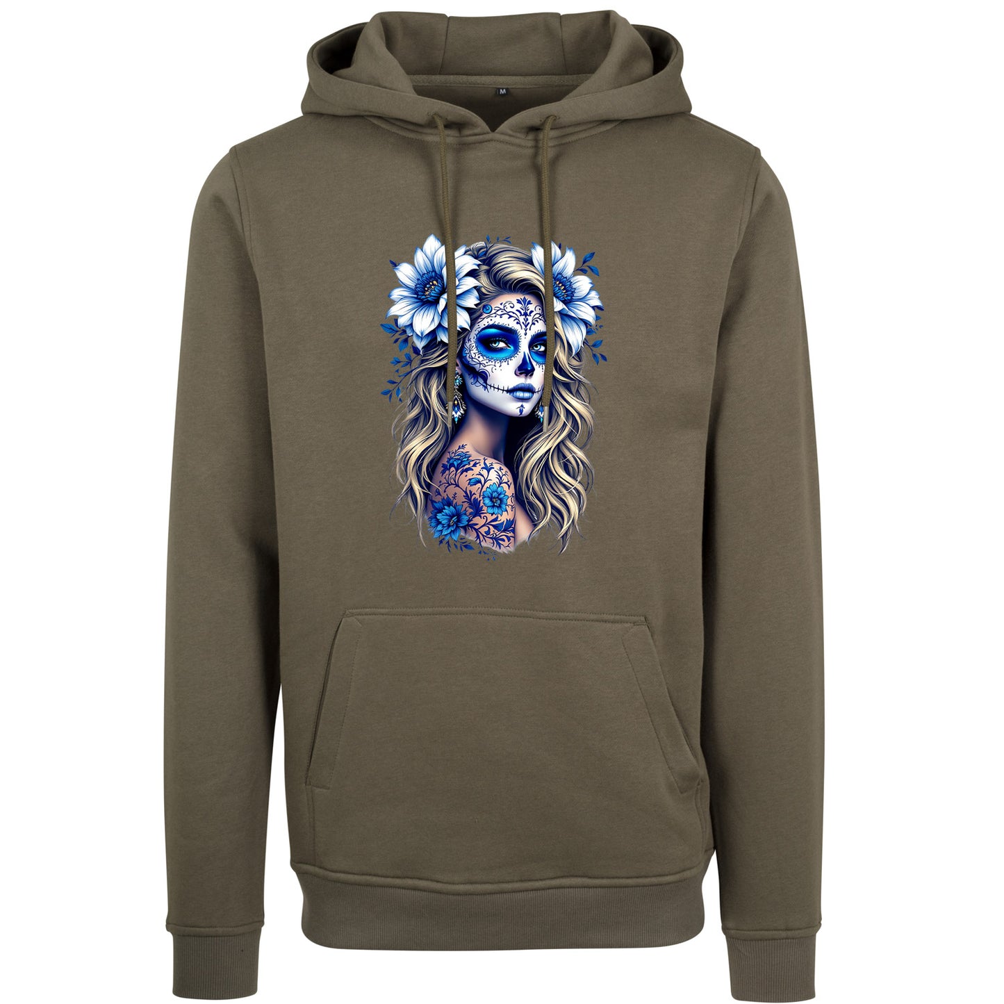 Hoodie - La Catrina Blau Flower