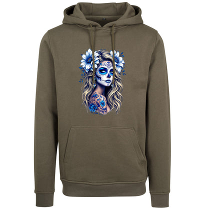 Hoodie - La Catrina Blau Flower