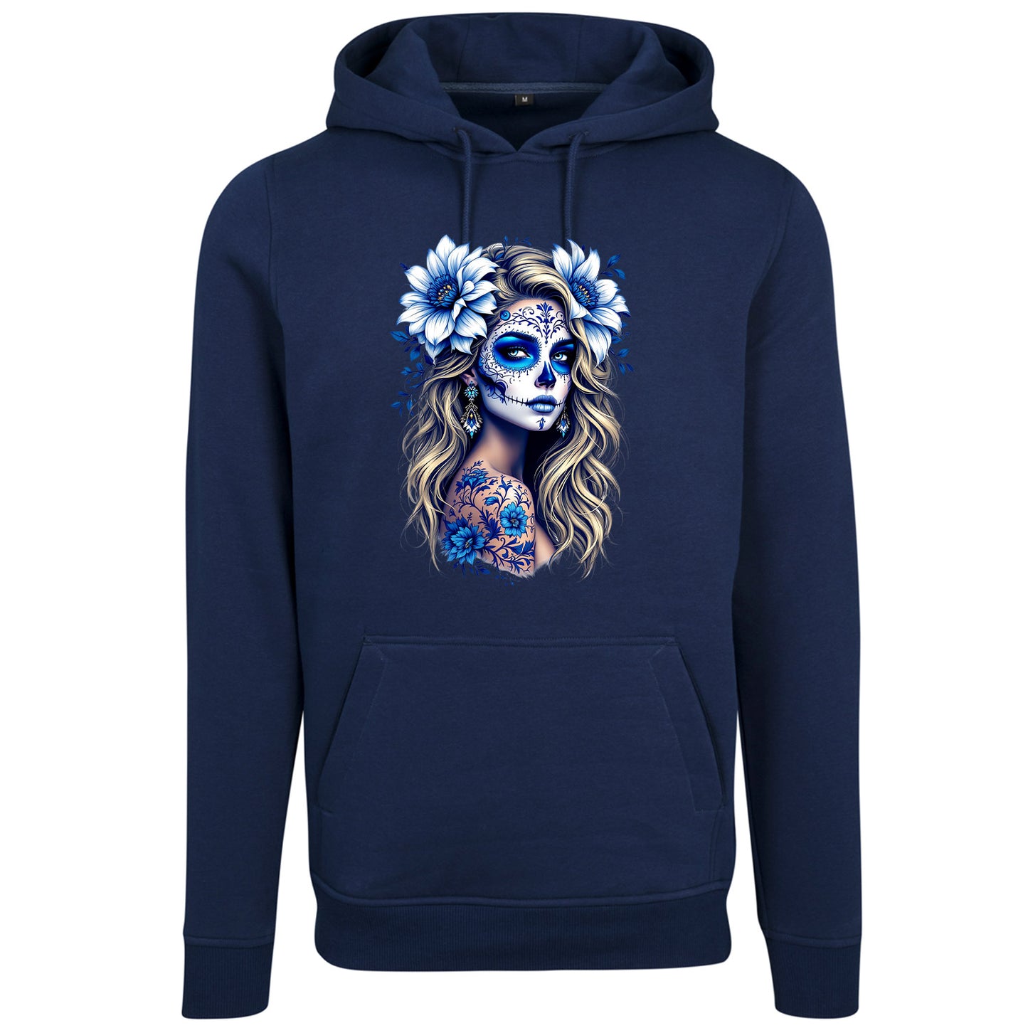 Hoodie - La Catrina Blau Flower