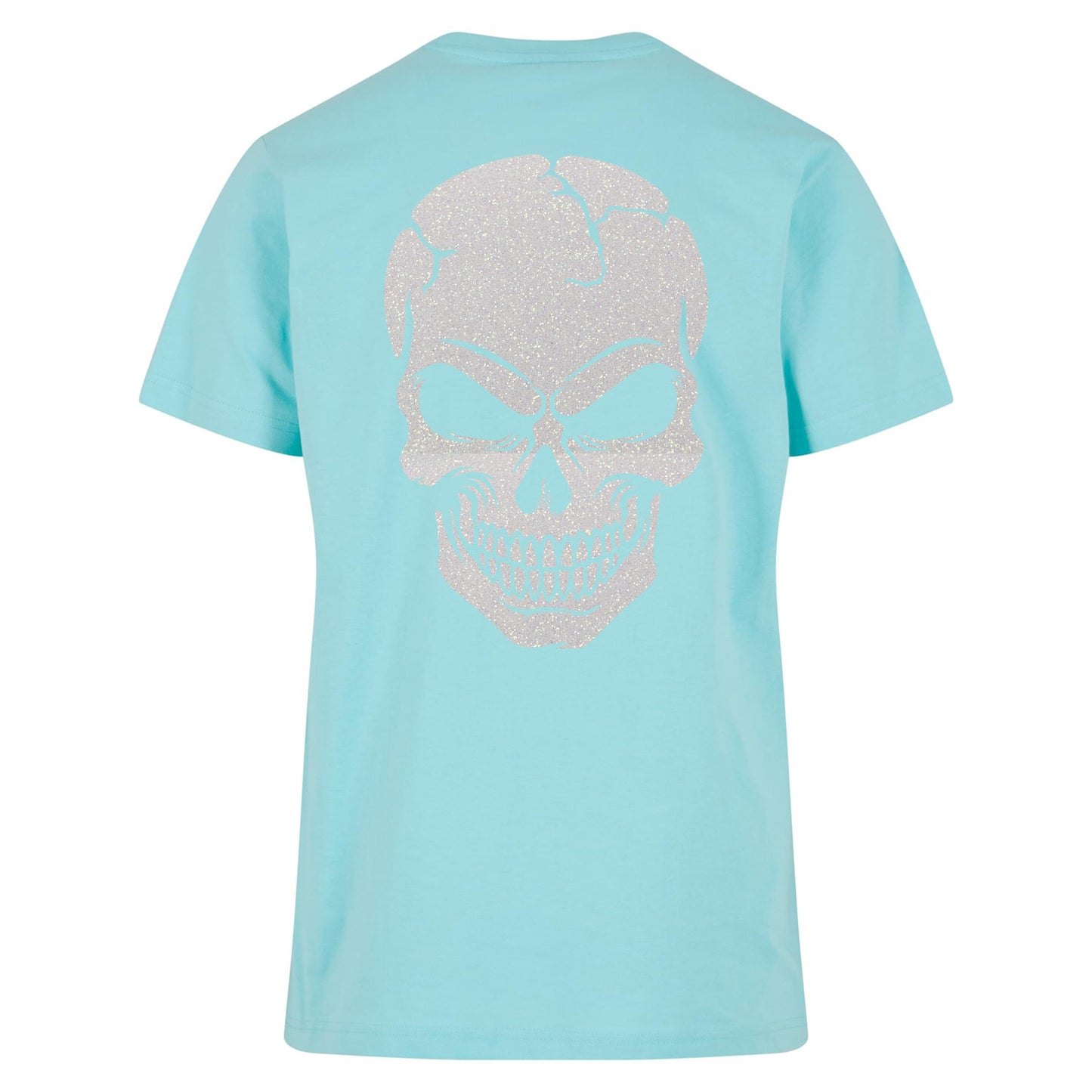 T-Shirt Shirt -  Skull Head Glitzer Weiß Druck - verschiedene Farben zur Auswahl