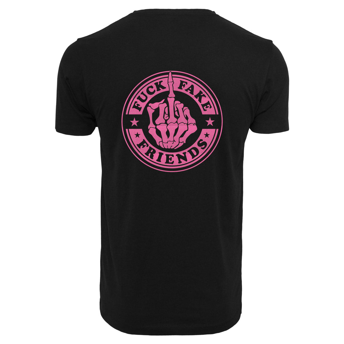 T-Shirt - Fuck Fake Friends - Druck Neon Rosa -  verschiedene Farben zur Auswahl