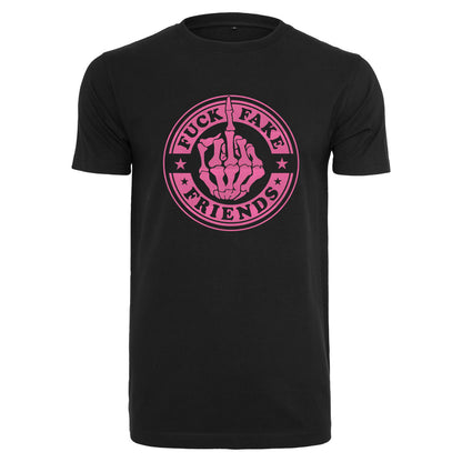 T-Shirt - Fuck Fake Friends - Druck Neon Rosa -  verschiedene Farben zur Auswahl