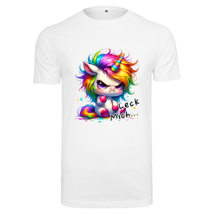 T-Shirt Shirt - Unicorn Einhorn Leck Mich ! Druck - verschiedene Farben zur Auswahl