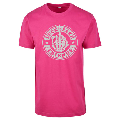 T-Shirt -  Fuck Fake Friends - Druck Weiß Rainbow -  verschiedene Farben zur Auswahl