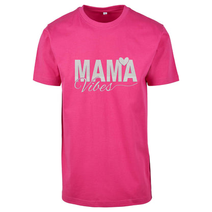 T-Shirt -  Mama Vibes - Druck Weiß Rainbow -  verschiedene Farben zur Auswahl