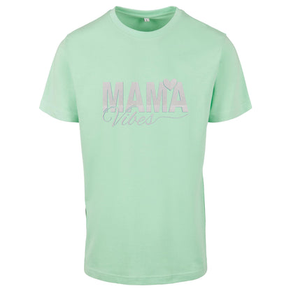 T-Shirt -  Mama Vibes - Druck Weiß Rainbow -  verschiedene Farben zur Auswahl