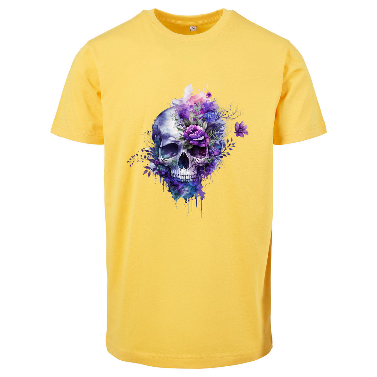 T-Shirt Shirt -  Skull Lila Flower Druck - verschiedene Farben zur Auswahl
