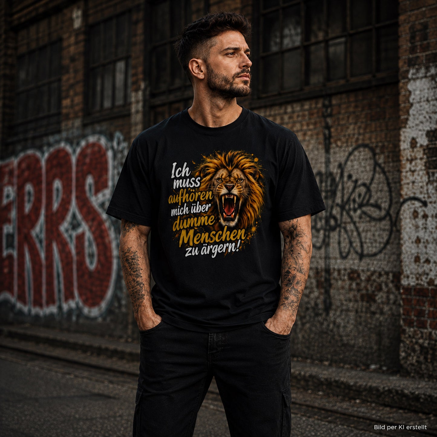 T-Shirt Löwe Menschen Statement Unisex