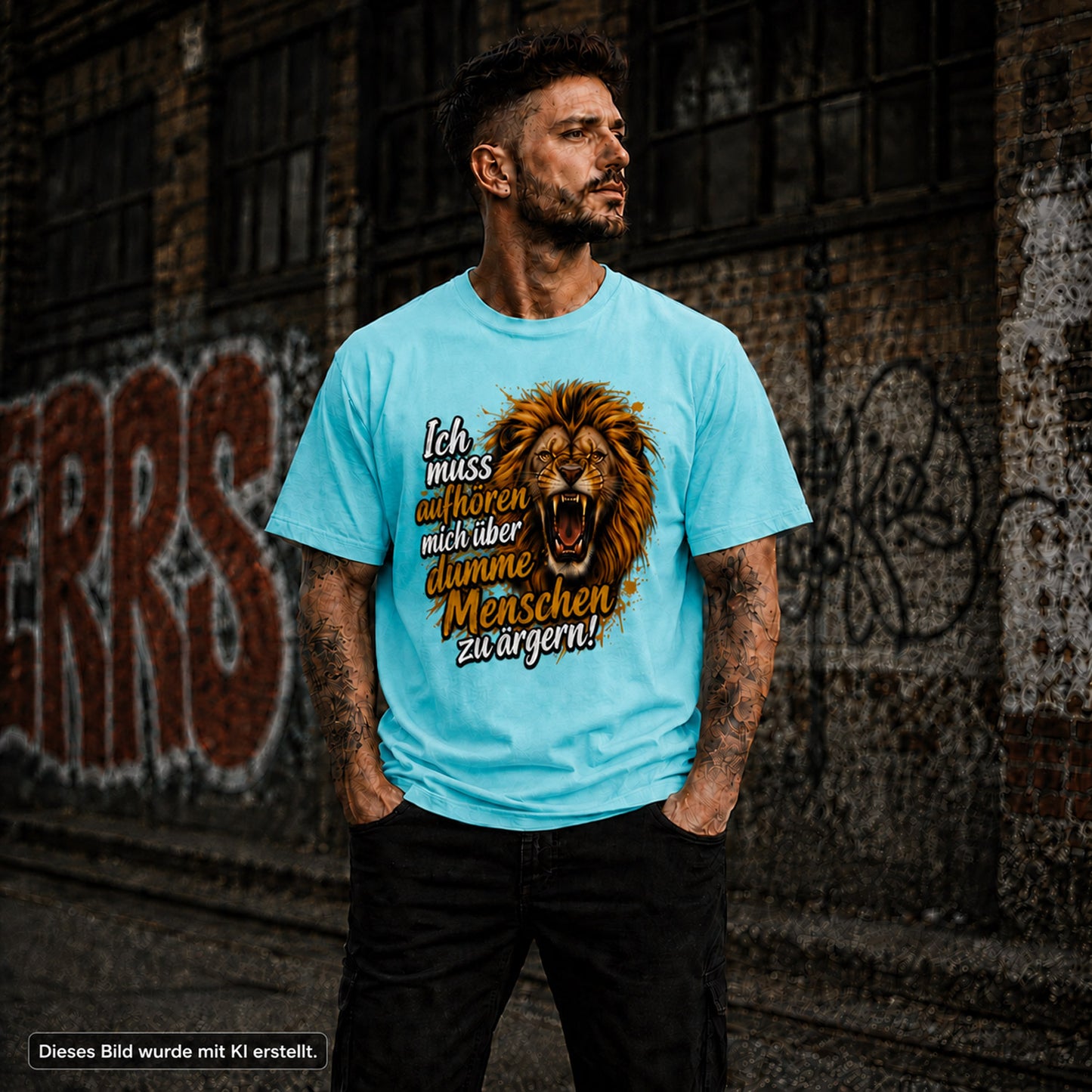 T-Shirt Löwe Menschen Statement Unisex