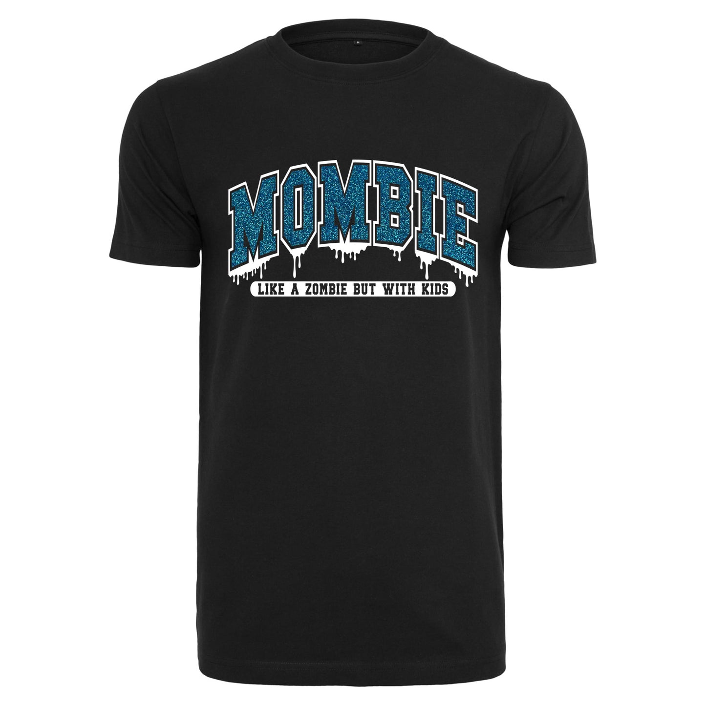 T-Shirt Shirt - Mombie - Druck Glitter Blau