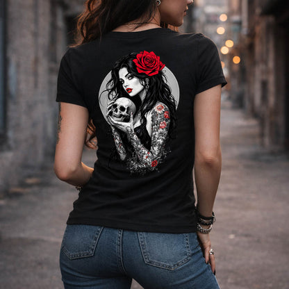 T-Shirt - Gothic Girl with Skull