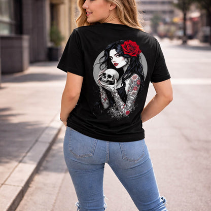 T-Shirt - Gothic Girl with Skull