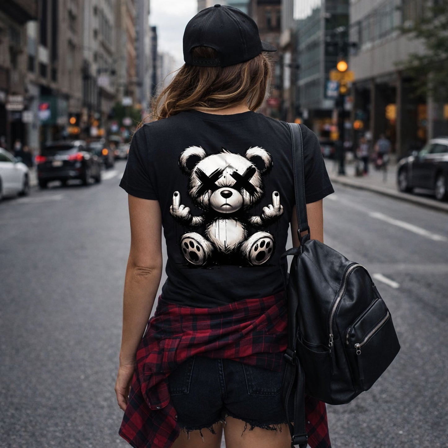 Streetwear T-Shirt Rebel Teddy – Urban Graffiti Bär Backprint