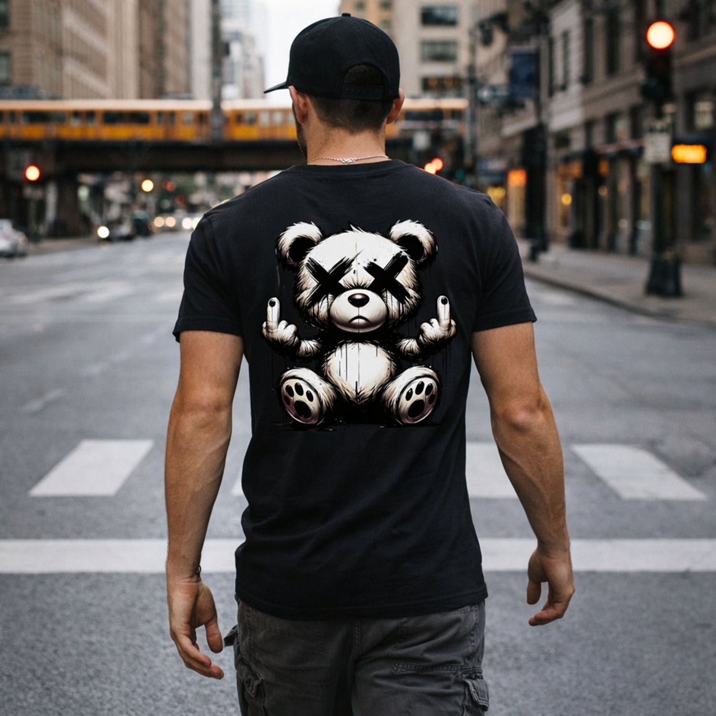 Streetwear T-Shirt Rebel Teddy – Urban Graffiti Bär Backprint