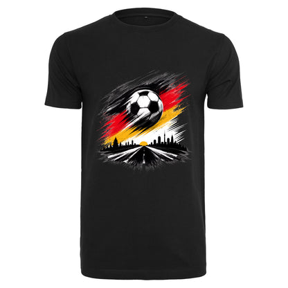 Deutschland T-Shirt Unisex – Fan-Shirt mit Fußball Frontprint in Schwarz-Rot-Gold