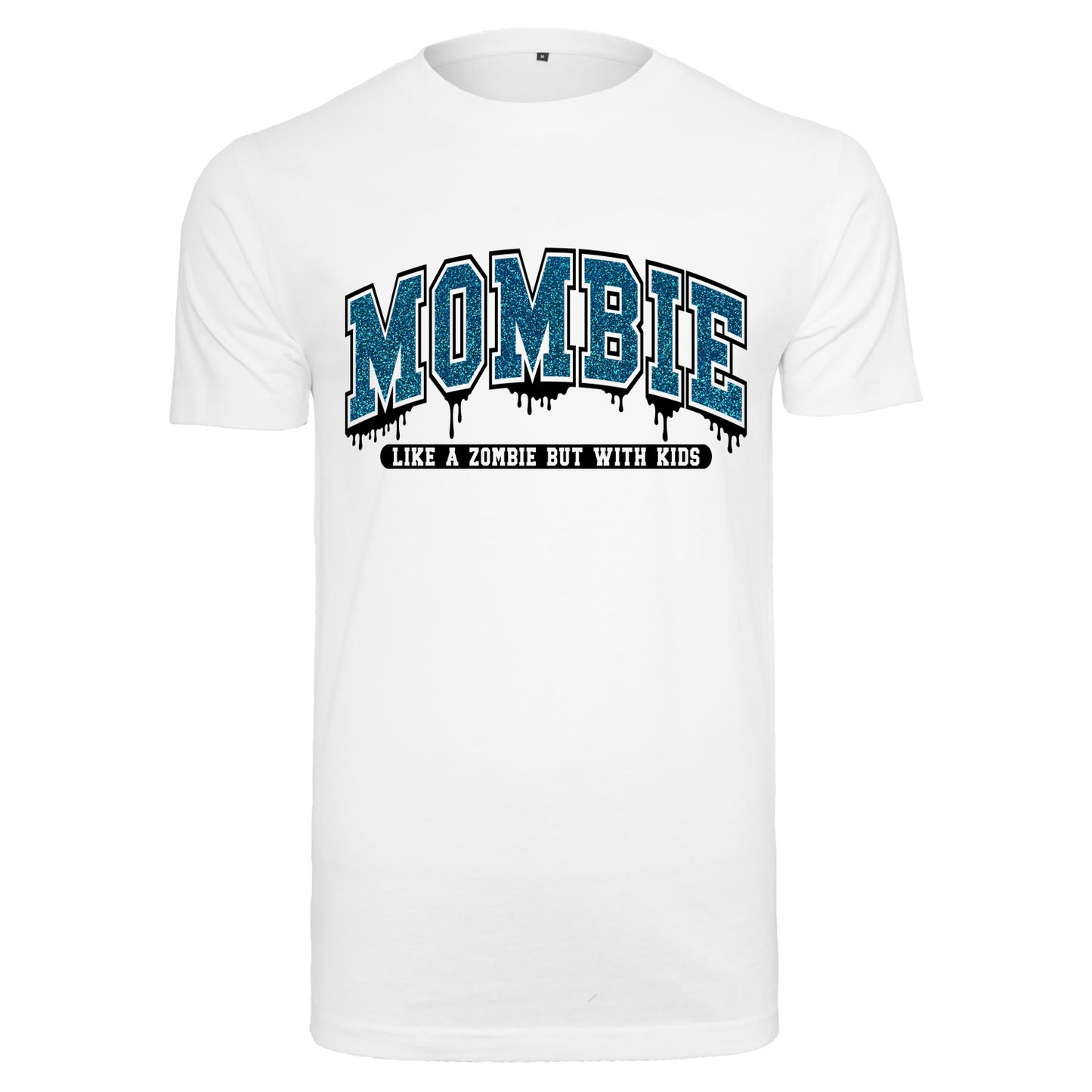 T-Shirt Shirt - Mombie - Druck Glitter Blau