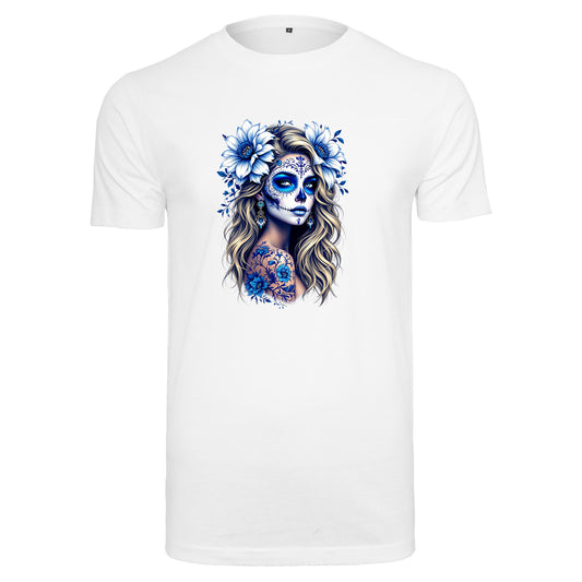 T-Shirt Shirt - La Catrina Blau Flower