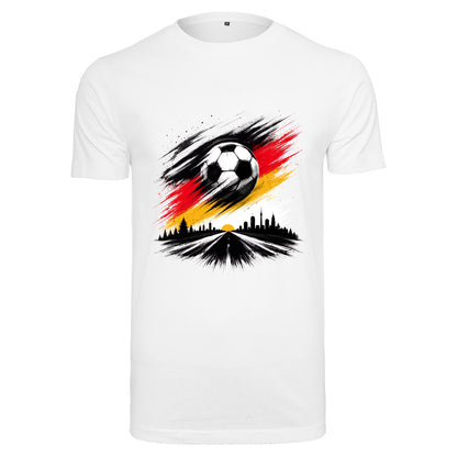 Deutschland T-Shirt Unisex – Fan-Shirt mit Fußball Frontprint in Schwarz-Rot-Gold