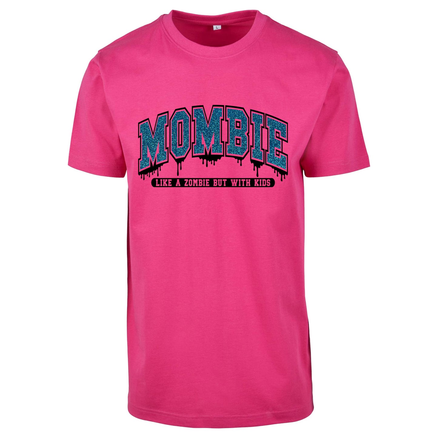 T-Shirt Shirt - Mombie - Druck Glitter Blau