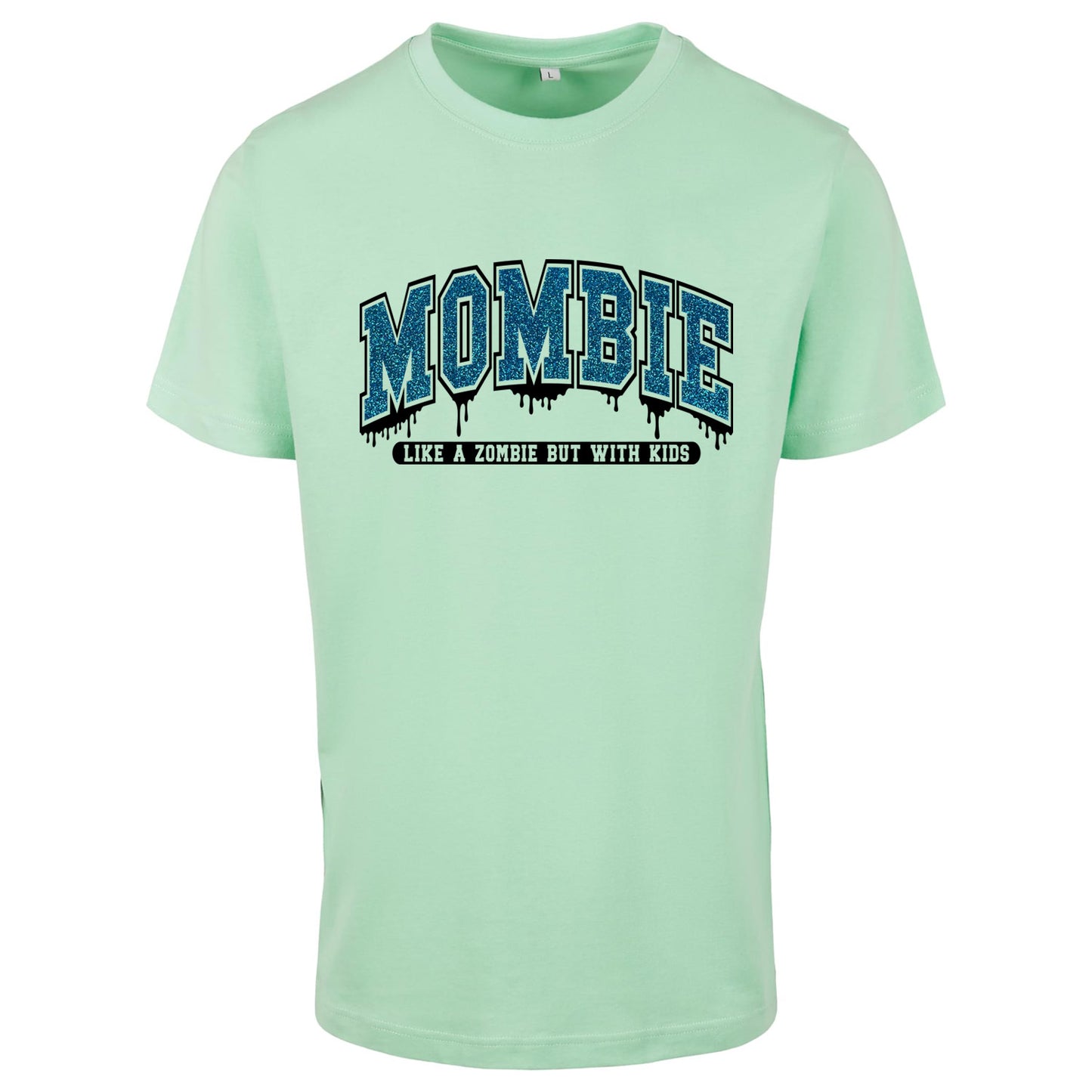 T-Shirt Shirt - Mombie - Druck Glitter Blau