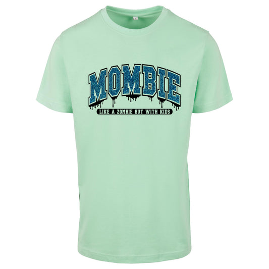 T-Shirt Shirt - Mombie - Druck Glitter Blau