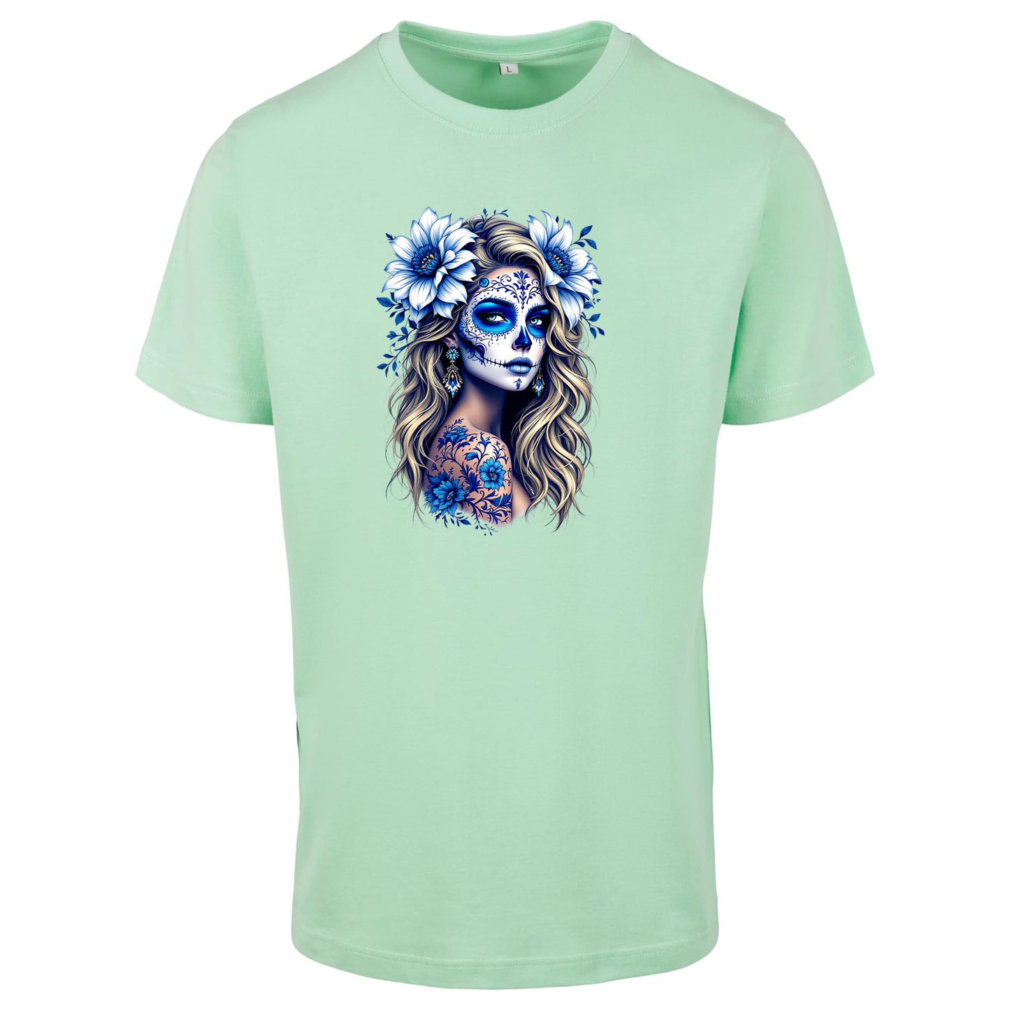 T-Shirt Shirt - La Catrina Blau Flower