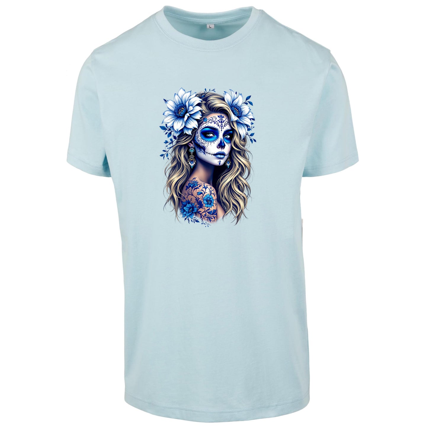 T-Shirt Shirt - La Catrina Blau Flower