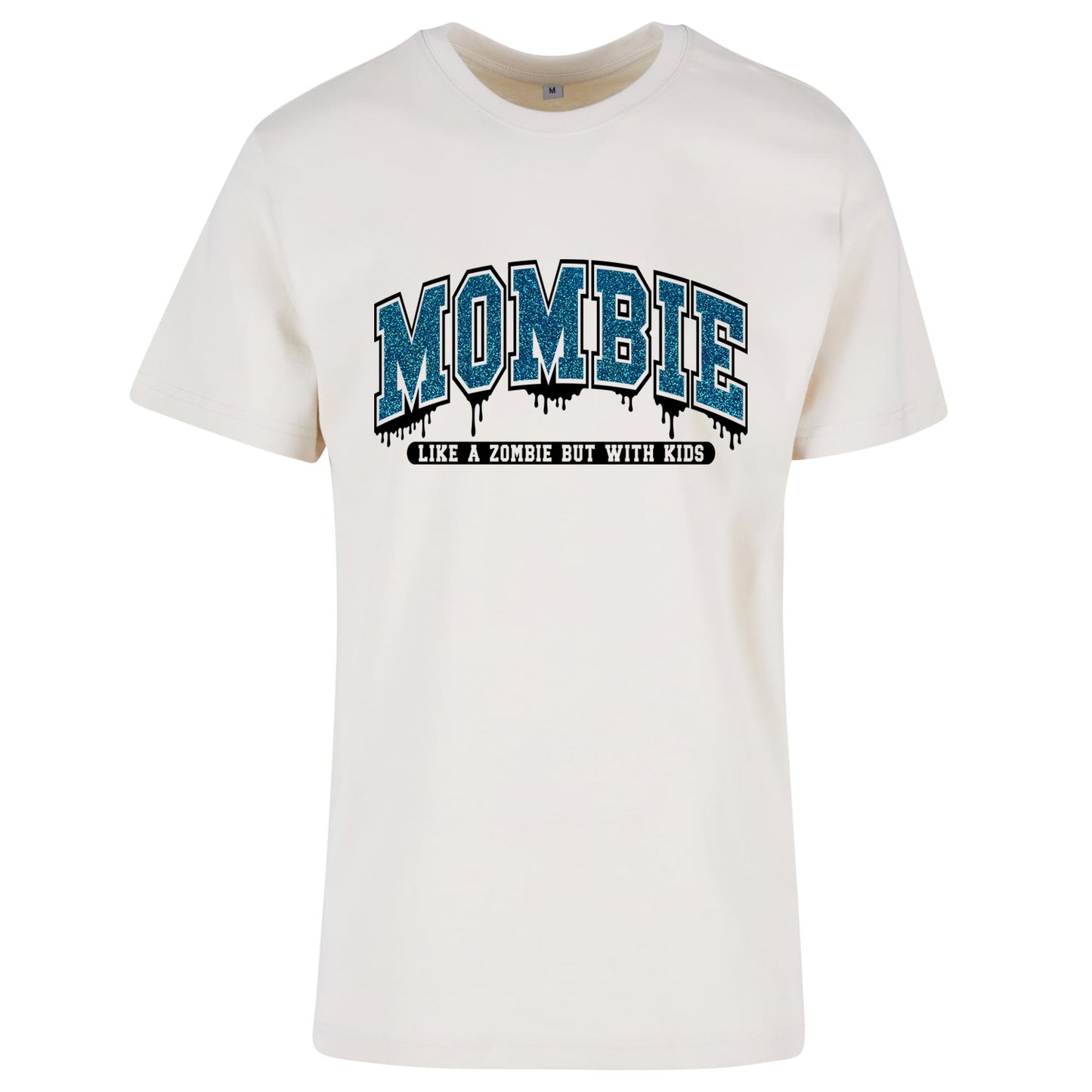 T-Shirt Shirt - Mombie - Druck Glitter Blau