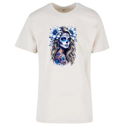 T-Shirt Shirt - La Catrina Blau Flower