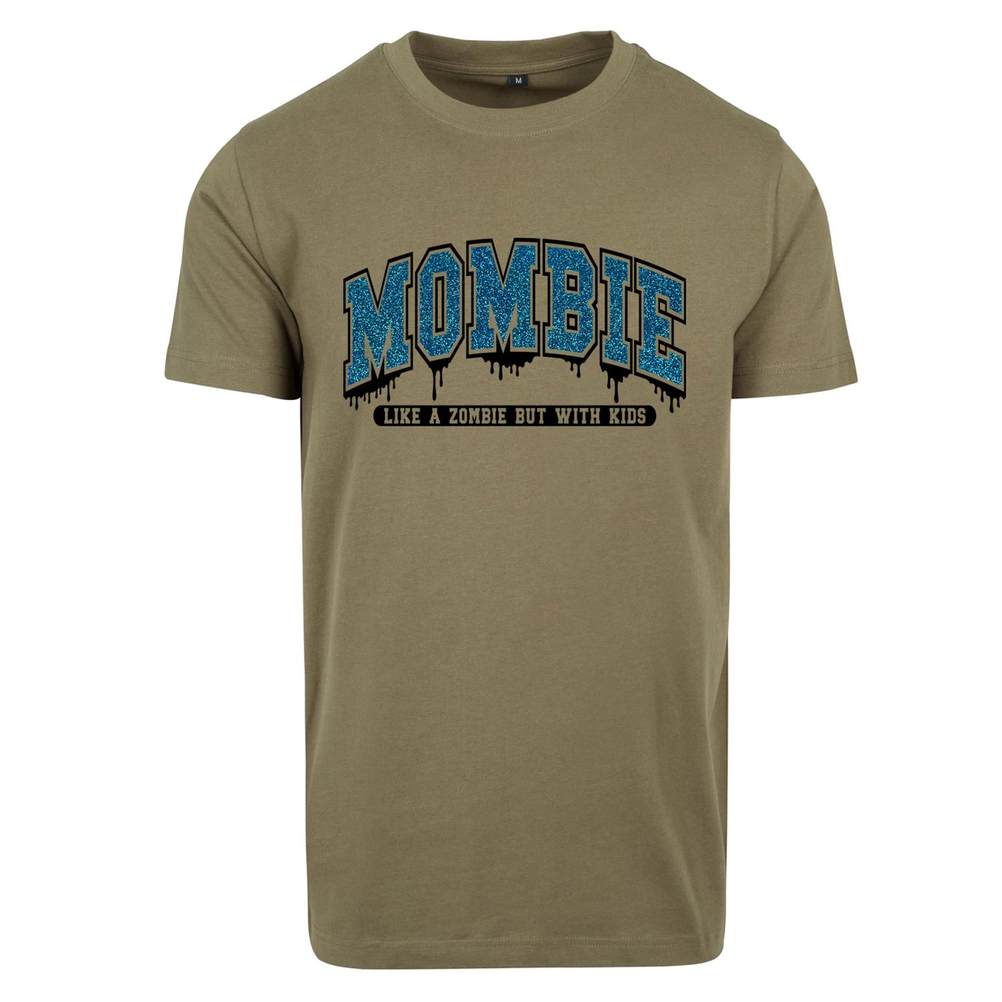 T-Shirt Shirt - Mombie - Druck Glitter Blau