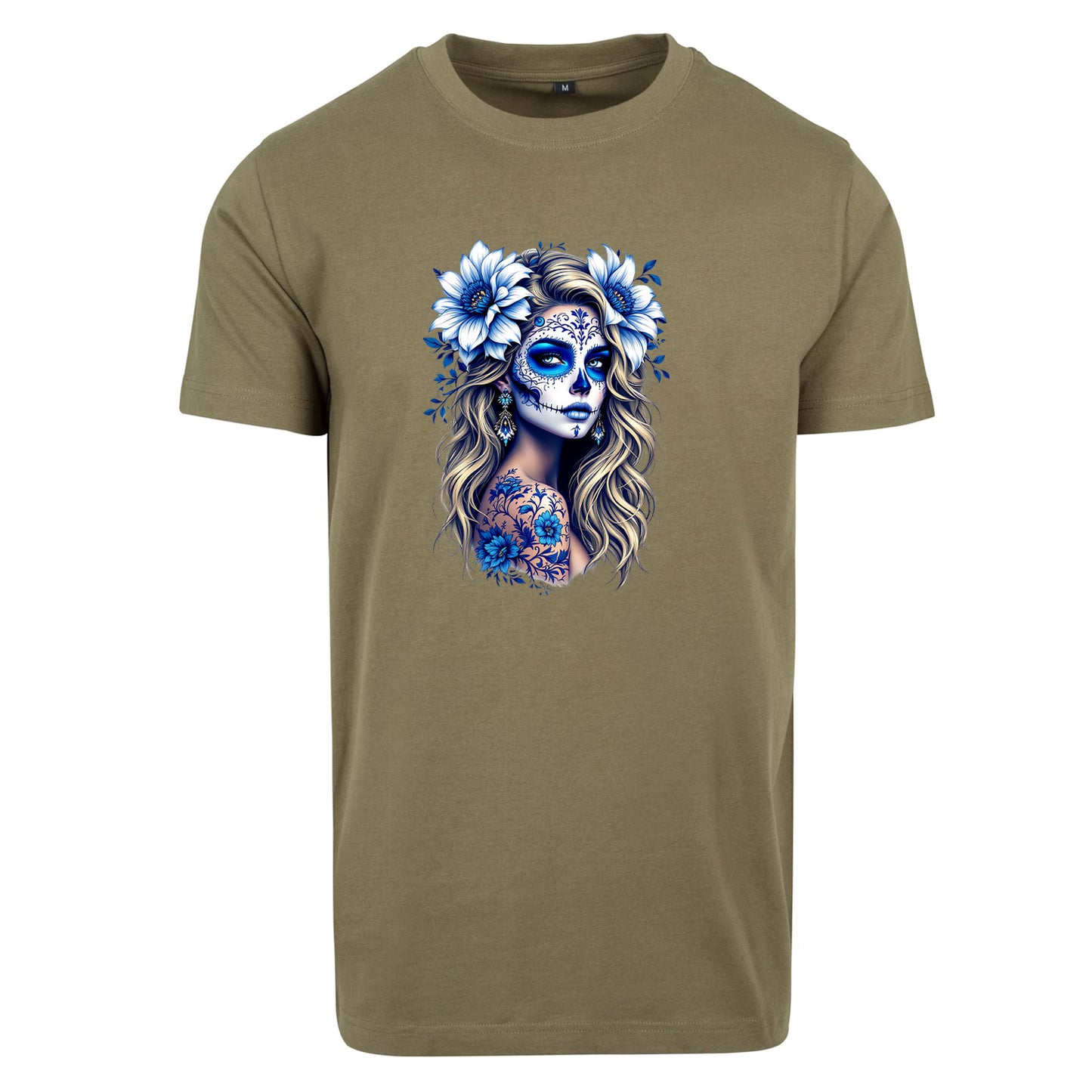 T-Shirt Shirt - La Catrina Blau Flower