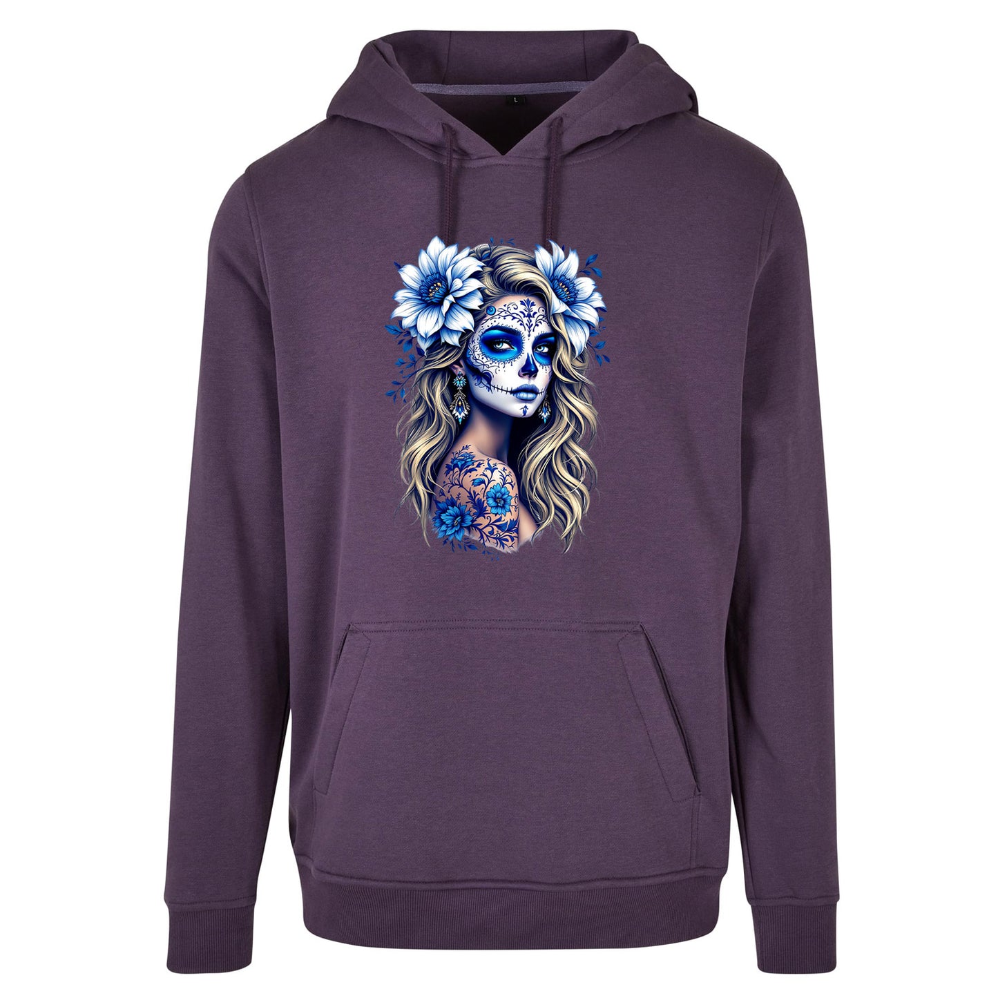 Hoodie - La Catrina Blau Flower