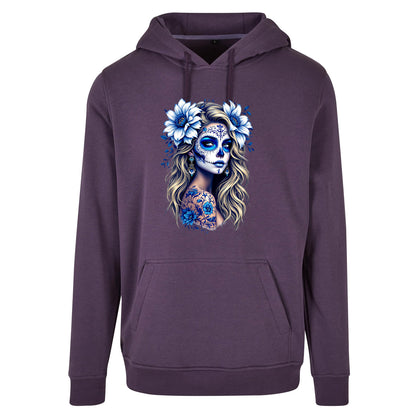 Hoodie - La Catrina Blau Flower