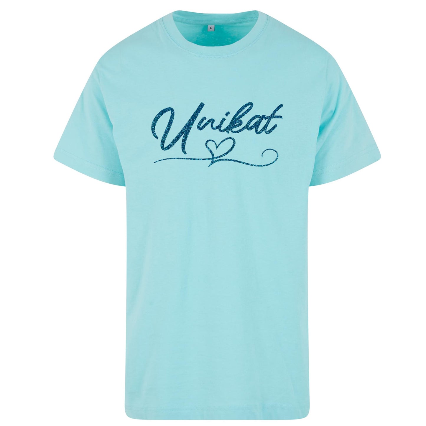 T-Shirt - Unikat - Druck Blau Glitter