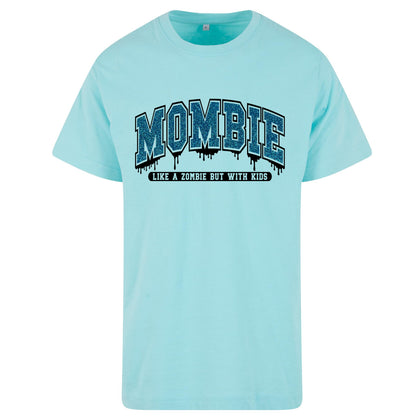 T-Shirt Shirt - Mombie - Druck Glitter Blau