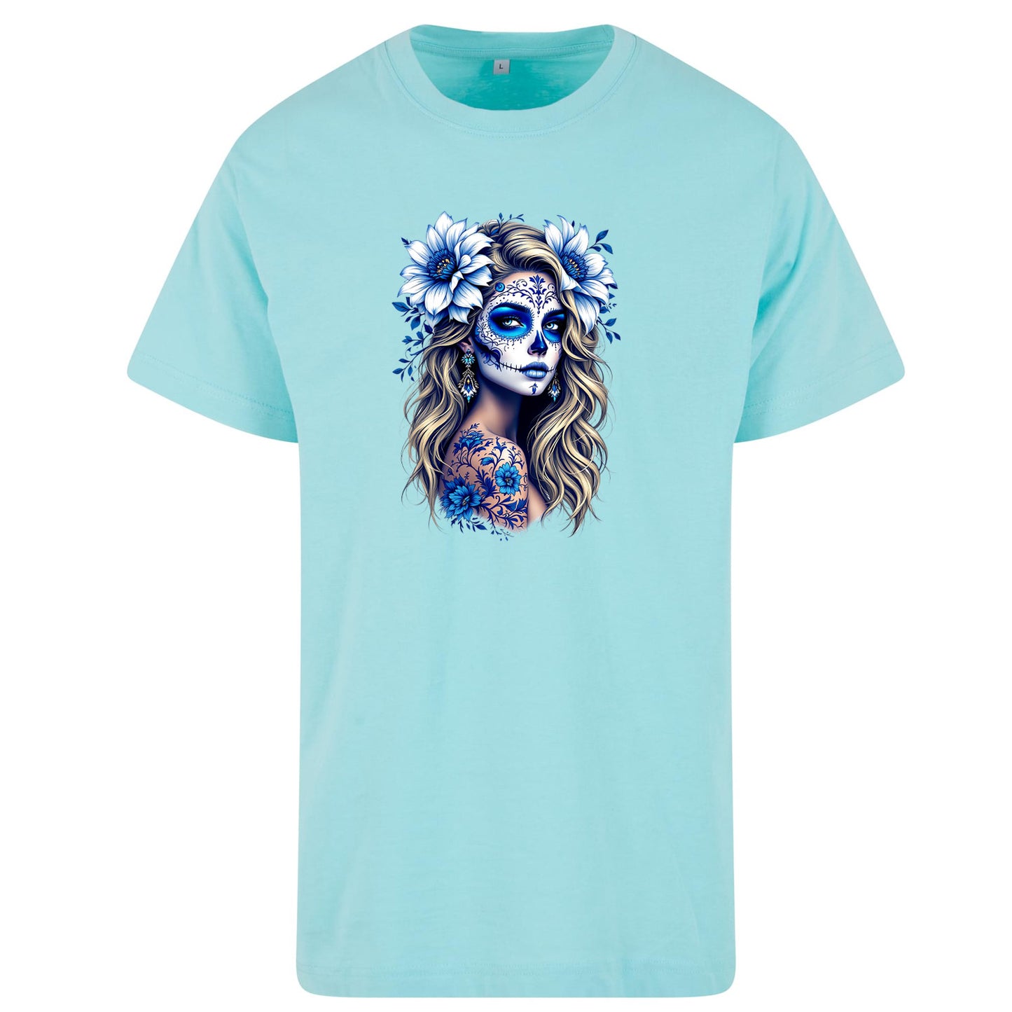 T-Shirt Shirt - La Catrina Blau Flower