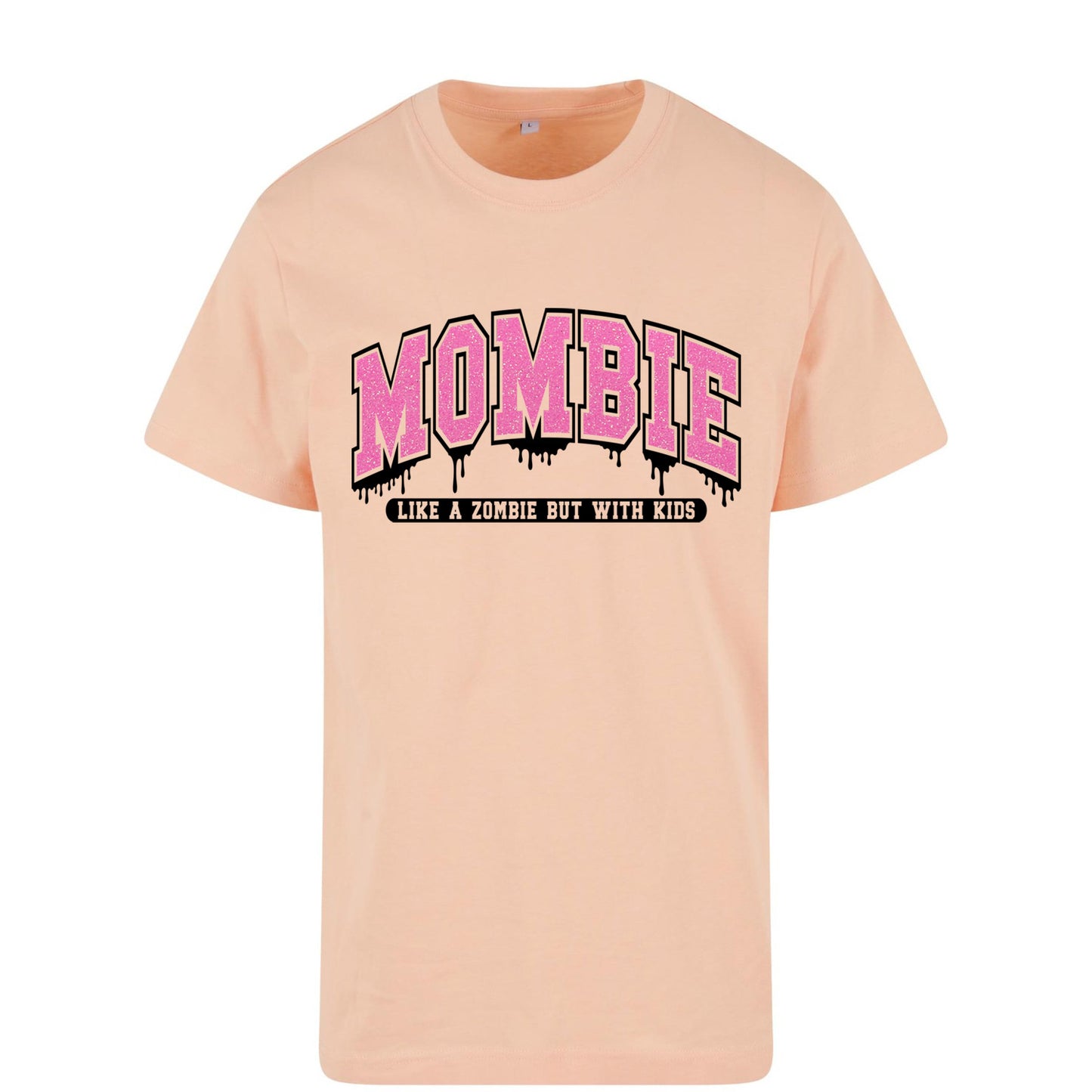 T-Shirt Shirt - Mombie - Druck Neon Glitter Rosa
