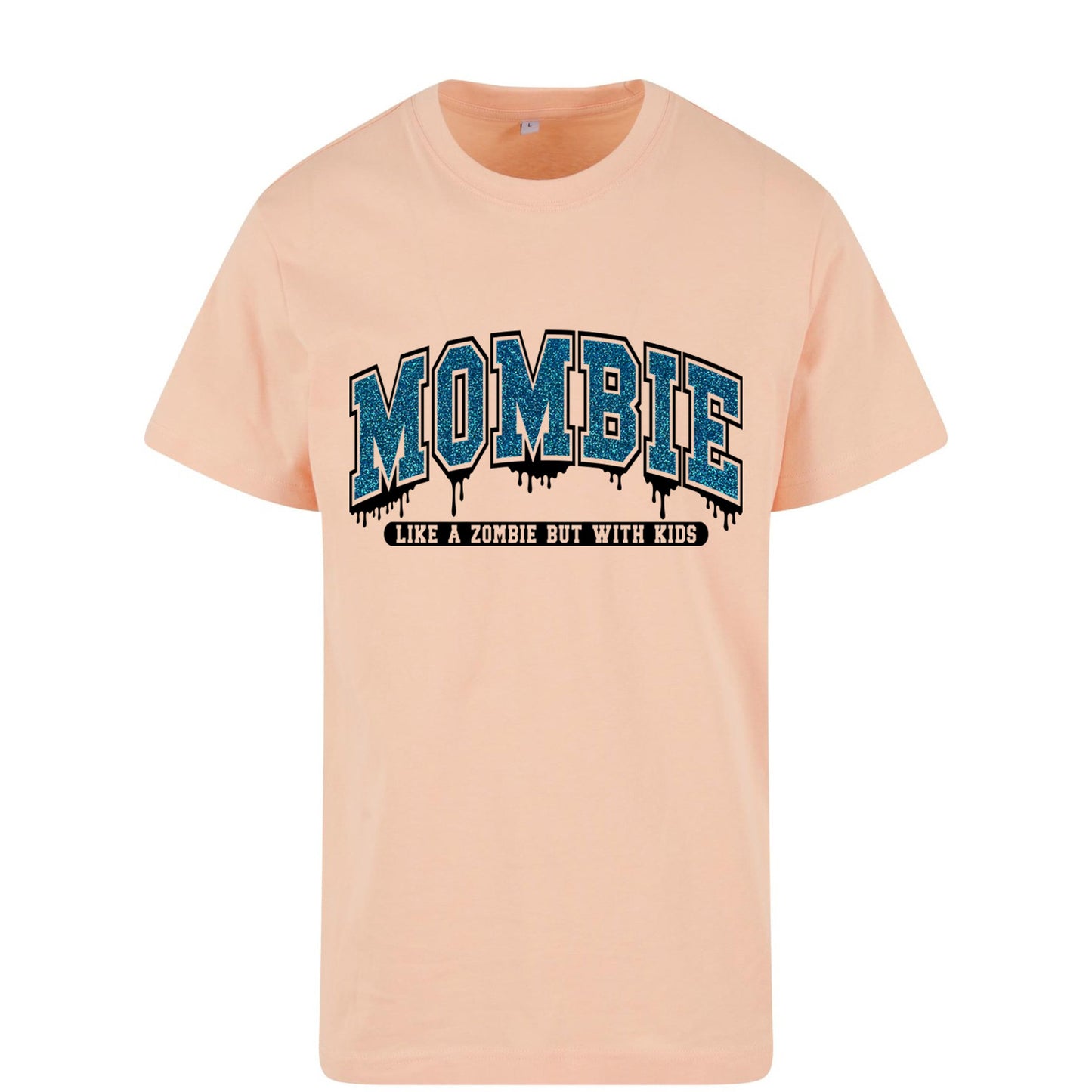 T-Shirt Shirt - Mombie - Druck Glitter Blau